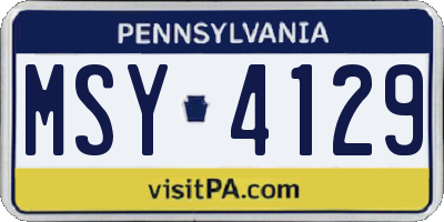 PA license plate MSY4129