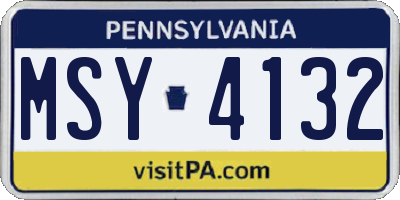 PA license plate MSY4132
