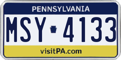 PA license plate MSY4133