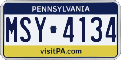 PA license plate MSY4134