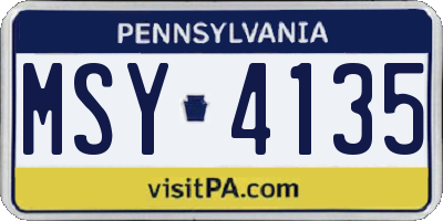 PA license plate MSY4135