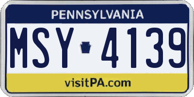 PA license plate MSY4139