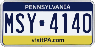 PA license plate MSY4140