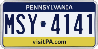 PA license plate MSY4141