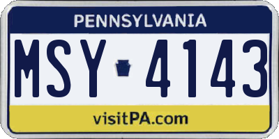 PA license plate MSY4143