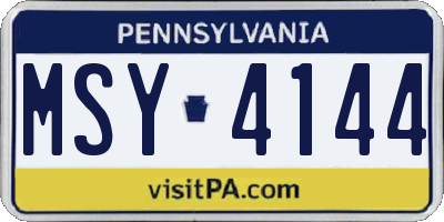 PA license plate MSY4144
