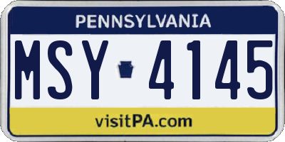 PA license plate MSY4145