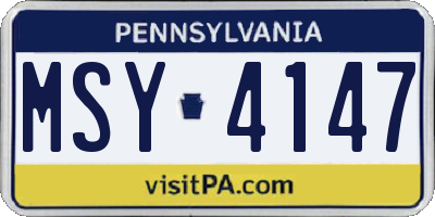 PA license plate MSY4147