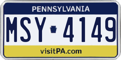 PA license plate MSY4149
