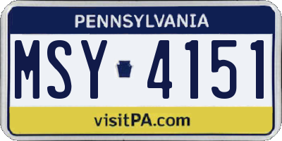 PA license plate MSY4151