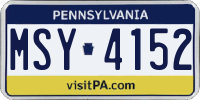 PA license plate MSY4152