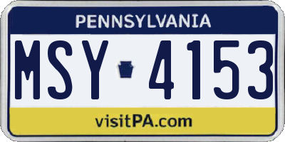 PA license plate MSY4153