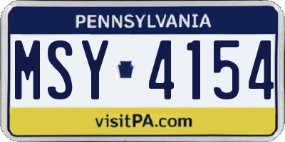 PA license plate MSY4154