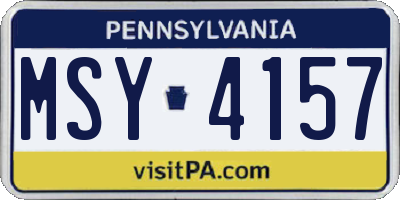PA license plate MSY4157