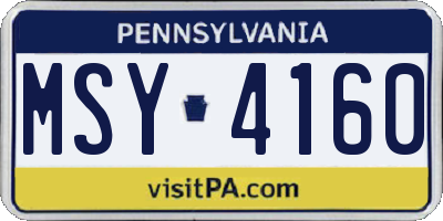 PA license plate MSY4160