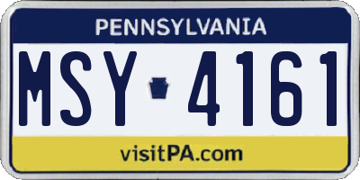 PA license plate MSY4161
