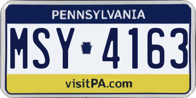 PA license plate MSY4163