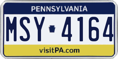 PA license plate MSY4164