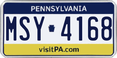 PA license plate MSY4168