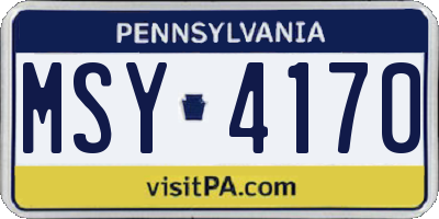 PA license plate MSY4170
