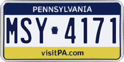 PA license plate MSY4171
