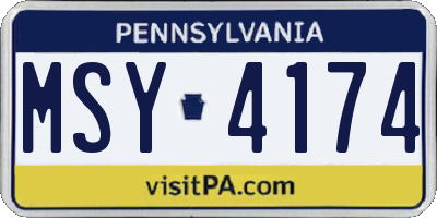 PA license plate MSY4174