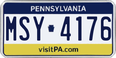 PA license plate MSY4176