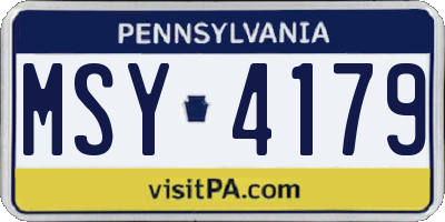 PA license plate MSY4179