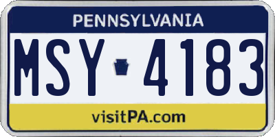 PA license plate MSY4183