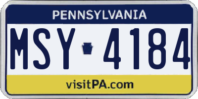 PA license plate MSY4184