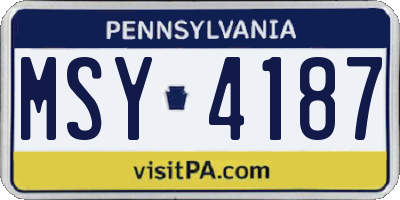 PA license plate MSY4187