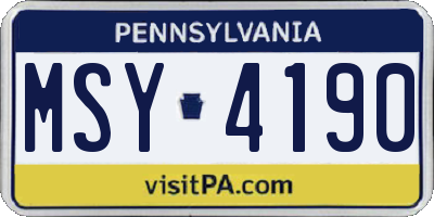 PA license plate MSY4190