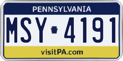 PA license plate MSY4191