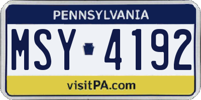 PA license plate MSY4192