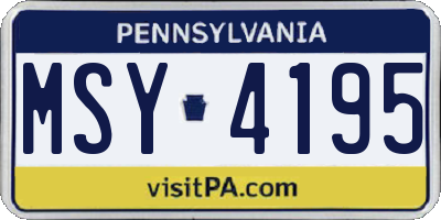 PA license plate MSY4195
