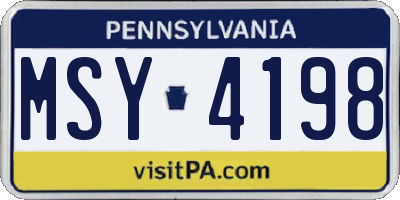 PA license plate MSY4198