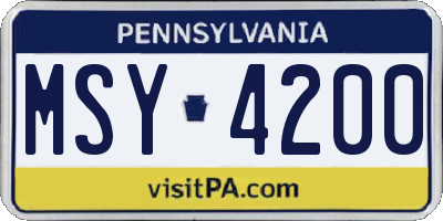 PA license plate MSY4200
