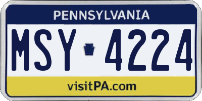 PA license plate MSY4224