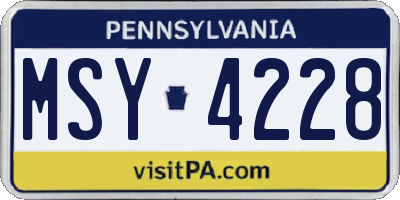 PA license plate MSY4228
