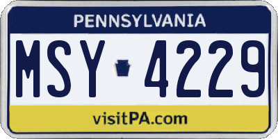 PA license plate MSY4229