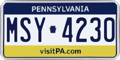 PA license plate MSY4230