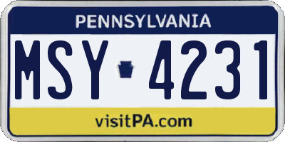 PA license plate MSY4231