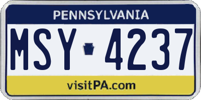 PA license plate MSY4237