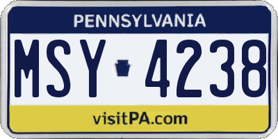 PA license plate MSY4238
