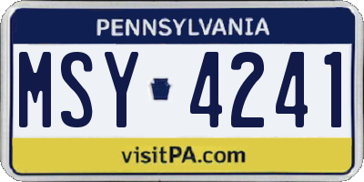 PA license plate MSY4241