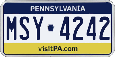 PA license plate MSY4242