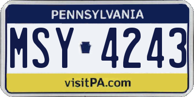 PA license plate MSY4243