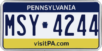 PA license plate MSY4244