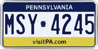 PA license plate MSY4245