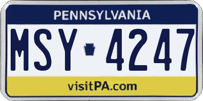 PA license plate MSY4247
